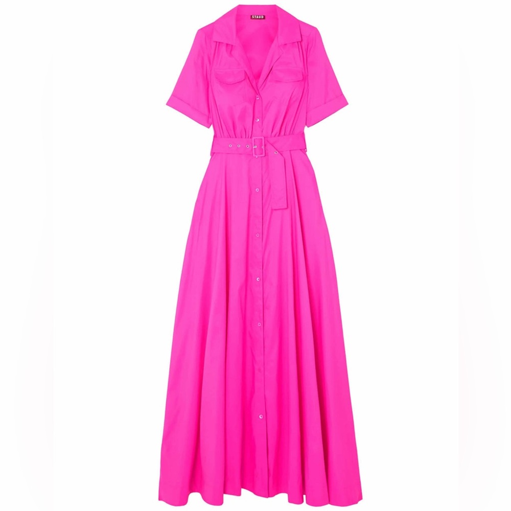 Staud Shirt Dress Millie Pink Maxi Dress Fits Size 4 BNWT - Picture 6 of 10